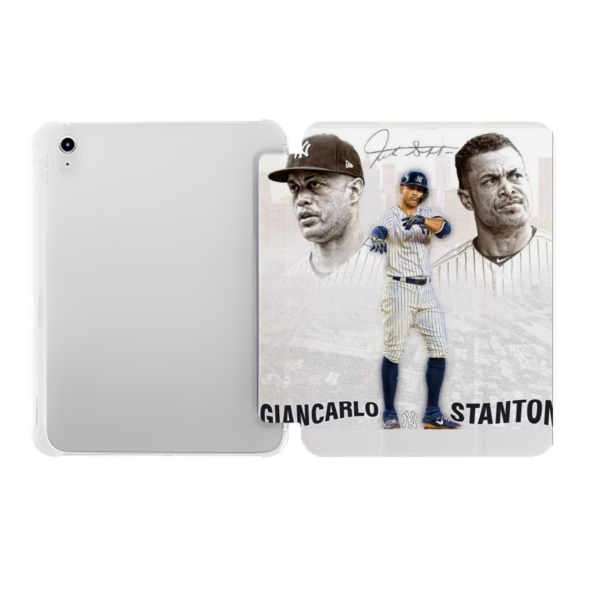 Giancarlo Stanton 11 Premium Tri-Fold PU Leather & Silicone IPad Case With Pencil Slot – Fits 9.5,10.5,10.9 – Adjustable Stand, Slim, Protective